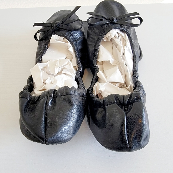 NWOT Heel Savers Ballet Flats with Travel Pouch Black Sz 7 - 8 - Picture 4 of 6